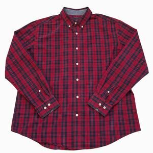 Mason James Shirt Men Sz Large Red Plaid StretchButton Up Long Sleeve Flip Cuff